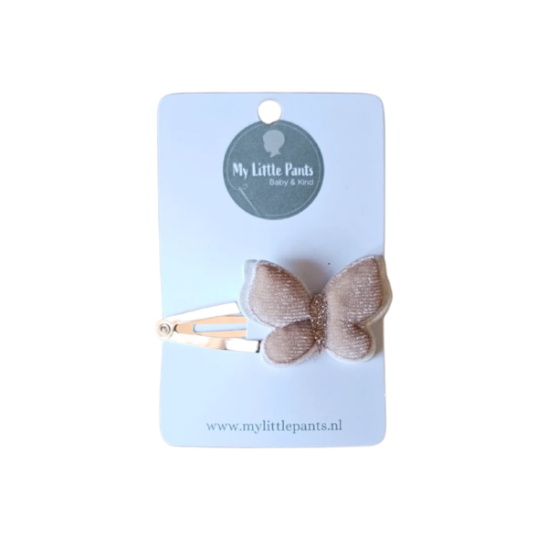 Haarknip beige vlinder